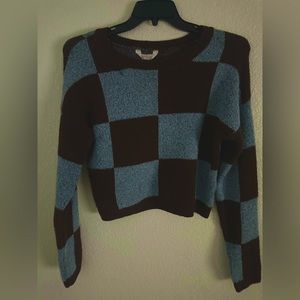Brown & blue checkered sweater